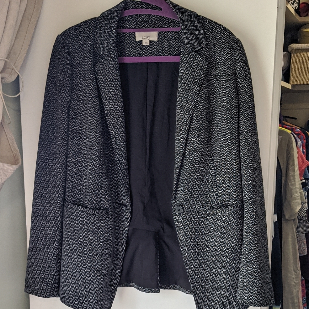 LOFT Black and White Patterned Blazer